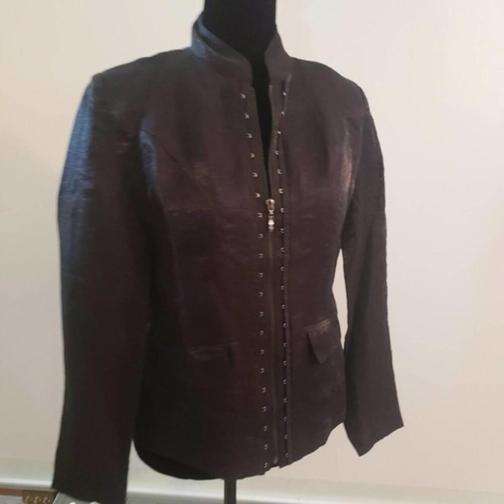 FIND NWT Chicos size 0 hooked Neva fabulous black blue jacket blazer